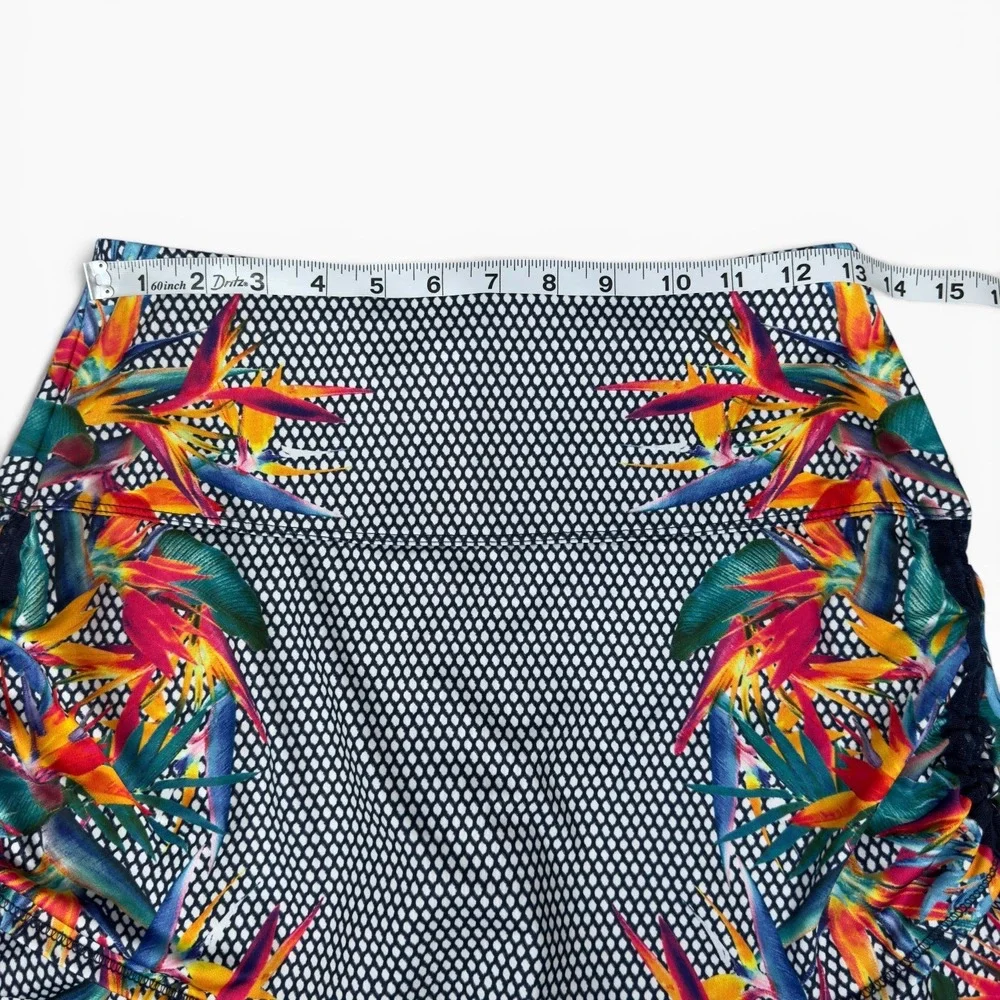 Lucky in Love Copa Ruched Tennis Skort Small Multicolor Floral Bird of Paradise